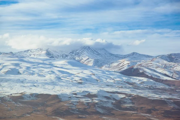 Snowy Aragats Mountain Armenia Sky — Stock Photo, Image