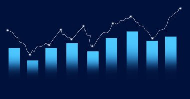 Borsa yatırımlarının mavi arka planda ticaretinin iş mumu çizelgesi