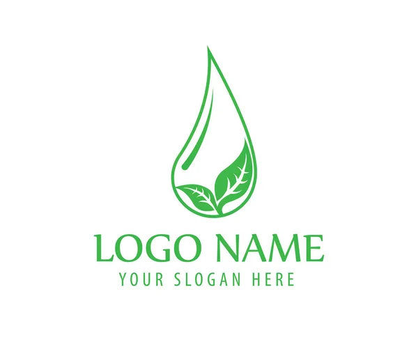 Logotipo Folha Gotas Água Logotipo Criativo — Vetor de Stock