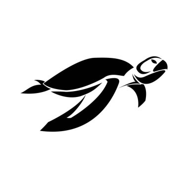 Kaplumbağa logosu Siyah beyaz siluet,