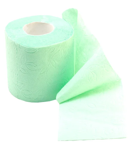 Papel higiénico verde aislado fondo blanco — Foto de Stock