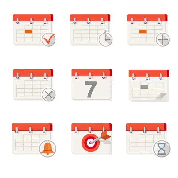 Iconos de calendario plano — Vector de stock