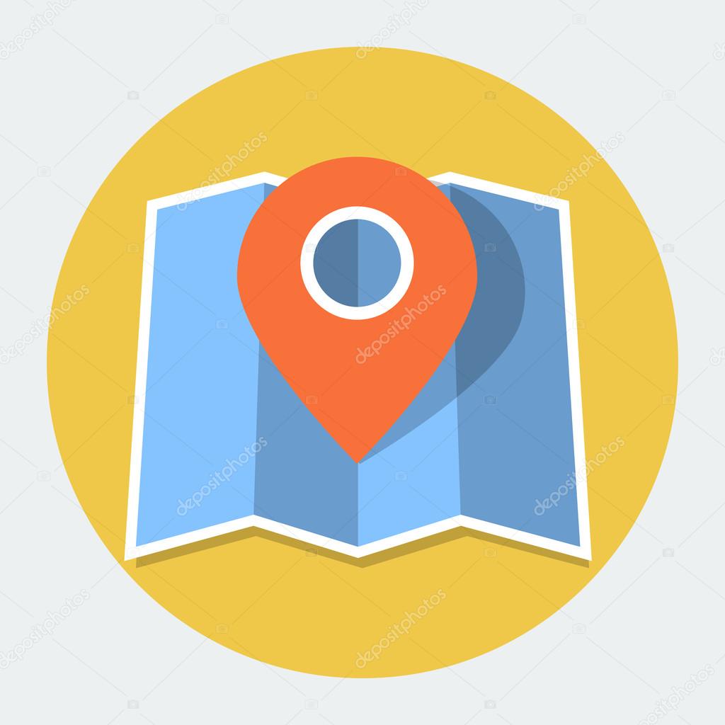 Map with Pin Pointer flat icon