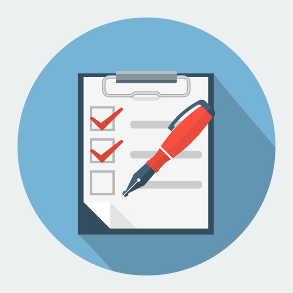 Vector checklist and nib pen icon