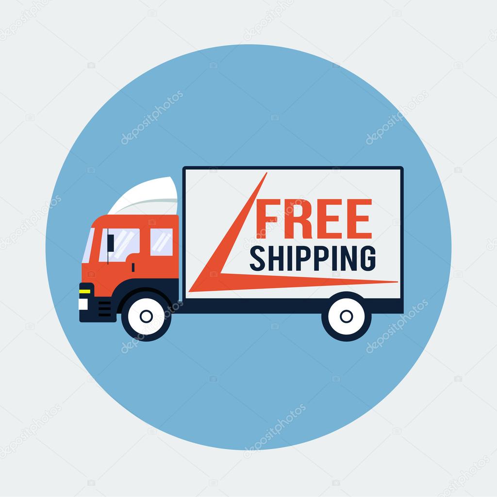 Free Shipping Truck Flat Icon