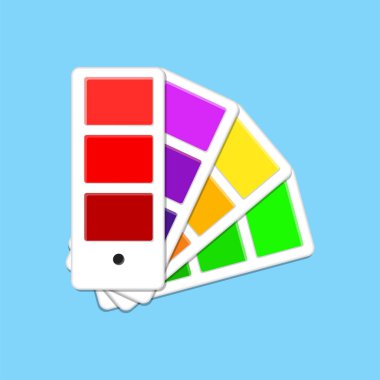 Pantone renk çizelgesi düz vektör simgesi. Renk paleti örnekleme.
