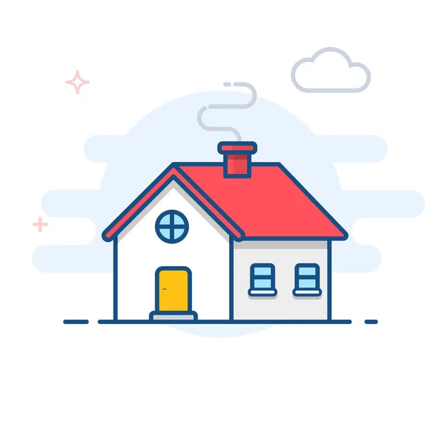 Building House Line Illustration Home Outline Icon — Vector de stock