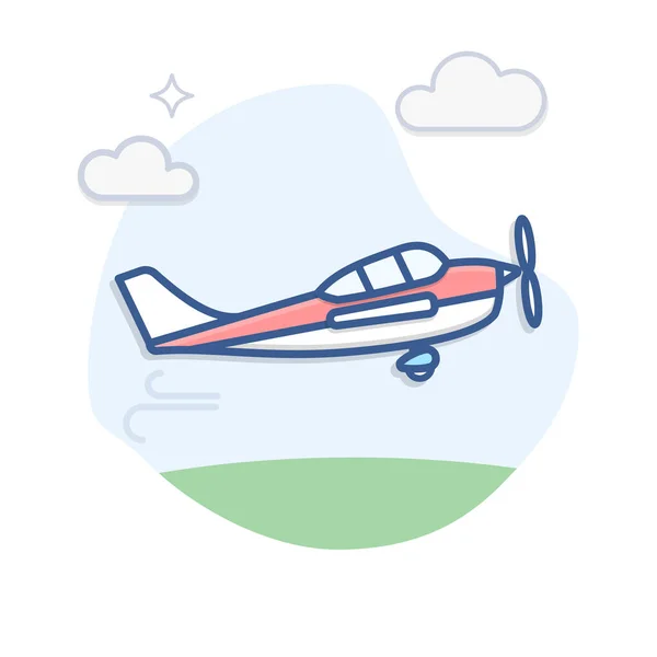 Aircraft Flat Outline Vector Illustration Airplane Flying Icon —  Vetores de Stock