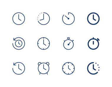 Saat simgeleri ayarlandı. Zaman vektör çizgisi simgeleri.