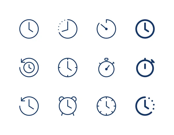 Conjunto Iconos Del Reloj Iconos Línea Vector Tiempo — Vector de stock
