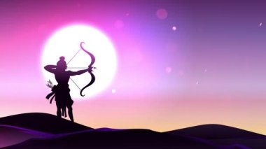 Dussehra Navratri festivalinde Lord Rama ve Ravana, Durga Puja. Mutlu diwali dhanteras dussehra konsept animasyon 4K. Mutlu Deepavali Dussehra animasyonu Tapınak durga mata ve reverans.