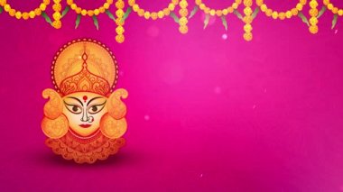 Dussehra Navratri festivalinde Lord Rama ve Ravana, Durga Puja. Mutlu diwali dhanteras dussehra konsept animasyon 4K. Mutlu Deepavali Dussehra animasyonu Tapınak durga mata ve reverans.