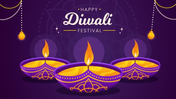 Happy Diwali Festival Diwali Licht Branden Animatie Video Van Diwali — Stockvideo