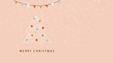 Noel Tatili Selamlar Mutlu Noeller Muhteşem Noel Kızıl Arkaplan Yağan kar ve kar taneleriyle. Mutlu noeller ve mutlu yıllar. Noel ağacı ve düşen kar taneleriyle Mutlu Noeller konsepti animasyonu.