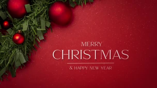 Kerstvakantie Groeten Vrolijk Kerstfeest Geweldige Kerst Rode Achtergrond Met Vallende — Stockvideo
