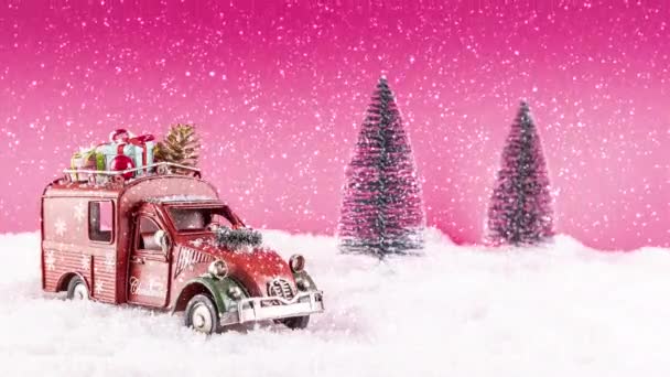 Vacances Noël Salutations Joyeux Noël Incroyable Fond Rouge Noël Avec — Video