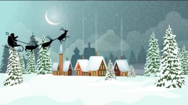 Noel Tatili Selamlar Mutlu Noeller Muhteşem Noel Kızıl Arkaplan Yağan kar ve kar taneleriyle. Mutlu noeller ve mutlu yıllar. Noel ağacı ve düşen kar taneleriyle Mutlu Noeller konsepti animasyonu.