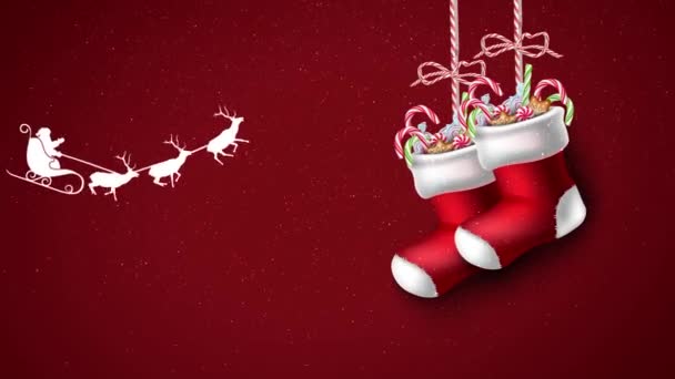 Karácsonyi Ünnepek Üdvözlet Boldog Karácsonyt Csodálatos Karácsony Vörös Háttér Csökkenő — Stock videók