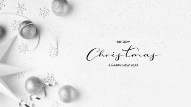 Noel Tatili Selamlar Mutlu Noeller Muhteşem Noel Kızıl Arkaplan Yağan kar ve kar taneleriyle. Mutlu Noeller ve mutlu yıllar. 4k