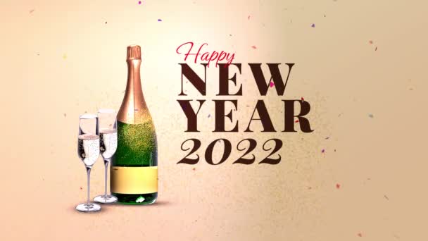 2022年あけましておめでとうございます クリスマスの背景2022新しい年末年始の誕生日パーティーの背景アニメーション4K Happy New Year 2021ビデオアニメーション火災がクラッカーを動作します — ストック動画