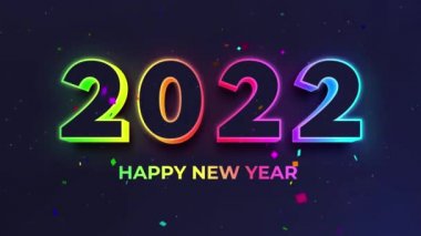 güzel 4k mutlu yıllar 2022 ve mutlu noeller konsept animasyon parlayan parçacıklar ve 2022 dilek ve düşen konfeti arkaplan