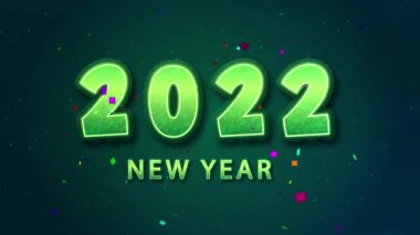 güzel 4k mutlu yıllar 2022 ve mutlu noeller konsept animasyon parlayan parçacıklar ve 2022 dilek ve düşen konfeti arkaplan