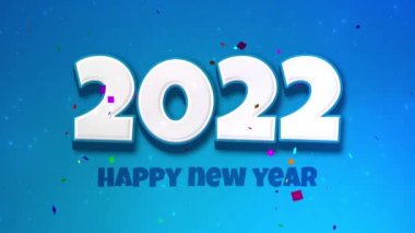 güzel 4k mutlu yıllar 2022 ve mutlu noeller konsept animasyon parlayan parçacıklar ve 2022 dilek ve düşen konfeti arkaplan