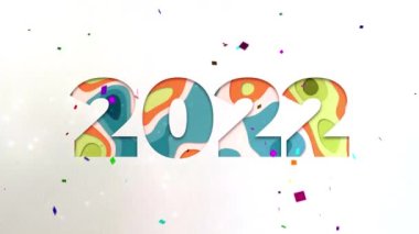 güzel 4k mutlu yıllar 2022 ve mutlu noeller konsept animasyon parlayan parçacıklar ve 2022 dilek ve düşen konfeti arkaplan