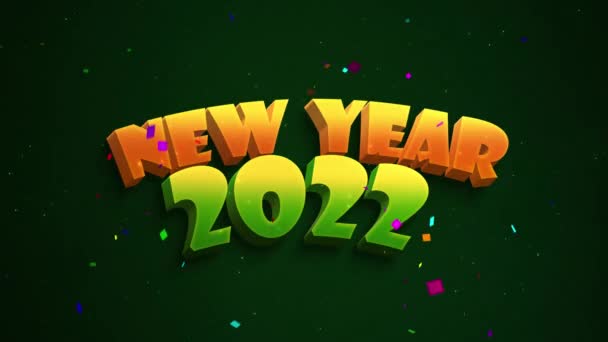 美しい4K幸せな新年2022と幸せな休日のコンセプトアニメーション光る粒子と2022願いと落下コンフェッティの背景 — ストック動画