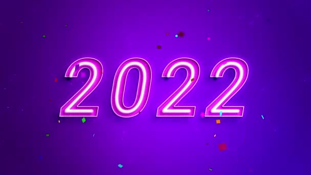 美丽的4K快乐的新年2022和快乐的假期概念动画与发光的粒子和2022年的愿望和下落的彩霞背景 — 图库视频影像