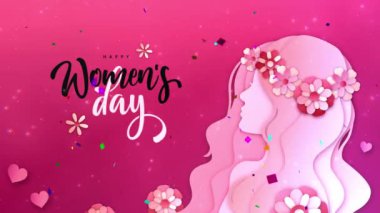 Uluslararası Kadınlar Gününüz kutlu olsun (Kokusai Josei Günü). 8 Mart 'ta tebrik kartı. Kvinnors dag women 's day girl power animasyon 4K' da. Felice Giorno delle Donne - kampanya hisse senedi animasyonu 