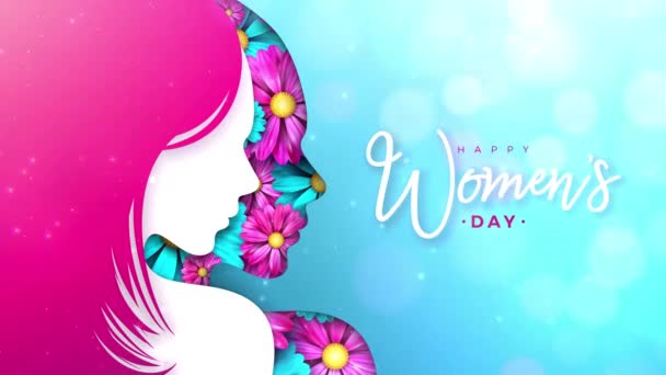 Feliz Día Internacional Mujer Kokusai Josei Day Tarjeta Felicitación Postal — Vídeo de stock