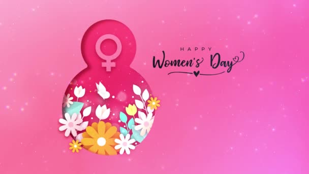Glücklicher Internationaler Frauentag Kokusai Josei Day Grußkarte Postkarte März Froh — Stockvideo
