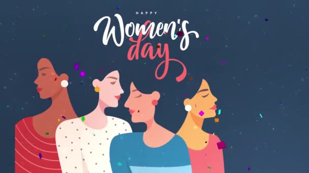 Feliz Día Internacional Mujer Kokusai Josei Day Tarjeta Felicitación Postal — Vídeo de stock