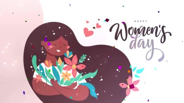 Feliz Día Internacional Mujer Kokusai Josei Day Tarjeta Felicitación Postal — Vídeo de stock