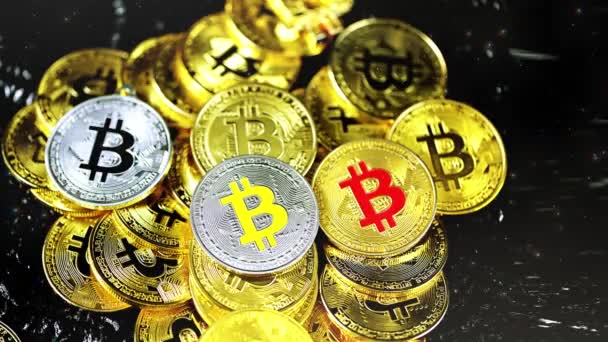 Criptomoeda Bitcoin Btc Bit Coin Tecnologia Blockchain Mineração Bitcoin Macro — Vídeo de Stock