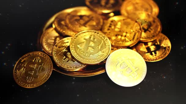 Waluta Kryptograficzna Bitcoin Btc Bita Moneta Technologia Blockchain Wydobycie Bitcoinów — Wideo stockowe