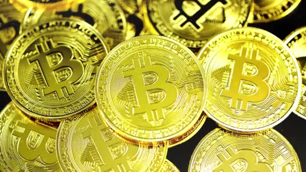 Moneda Criptográfica Bitcoin Btc Bit Coin Tecnología Cadena Bloques Minería — Vídeos de Stock