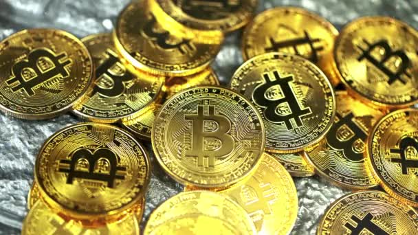 Κρυπτονομίσματα Bitcoin Btc Bit Coin Τεχνολογία Blockchain Εξόρυξη Bitcoin Μακρό — Αρχείο Βίντεο