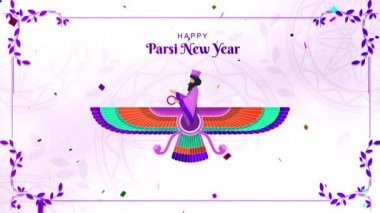 Navroz selamlıyor. Metin Navroz Mübarek ile İran ve Parsi yılbaşı (mutlu yıllar). 4k mutlu parsi yeni yıl veya Navroz veya Nowruz Happy Navroz ile animasyon reklamlarınız ve sosyal medya dilekleri.