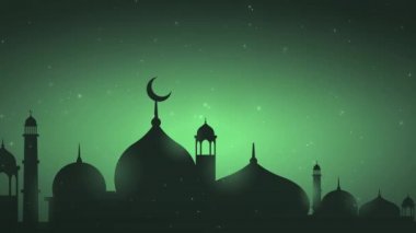 Bayram Mübarek, Kurban Bayramı ve Kurban Bayramı 'nın kutlu olsun. Kurban Bayramı Camii. Ramazan 'lı güzel 4k EidMübarek İslami tasarım konsepti. Dini Asyalı Müslüman festivali alfa kanalıyla kutlanıyor.