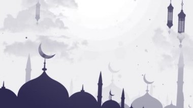Bayram Mübarek, Kurban Bayramı ve Kurban Bayramı 'nın kutlu olsun. Kurban Bayramı Camii. Ramazan 'lı güzel 4k EidMübarek İslami tasarım konsepti. Dini Asyalı Müslüman festivali alfa kanalıyla kutlanıyor.