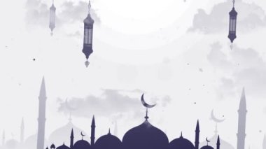 Bayram Mübarek, Kurban Bayramı ve Kurban Bayramı 'nın kutlu olsun. Kurban Bayramı Camii. Ramazan 'lı güzel 4k EidMübarek İslami tasarım konsepti. Dini Asyalı Müslüman festivali alfa kanalıyla kutlanıyor.