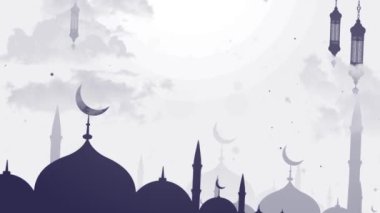 Bayram Mübarek, Kurban Bayramı ve Kurban Bayramı 'nın kutlu olsun. Kurban Bayramı Camii. Ramazan 'lı güzel 4k EidMübarek İslami tasarım konsepti. Dini Asyalı Müslüman festivali alfa kanalıyla kutlanıyor.