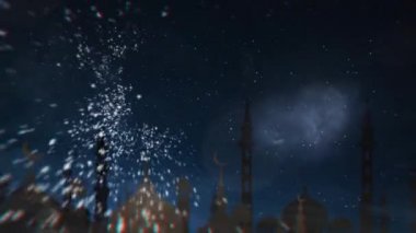 Bayram Mübarek, Kurban Bayramı ve Kurban Bayramı 'nın kutlu olsun. Kurban Bayramı Camii. Ramazan 'lı güzel 4k EidMübarek İslami tasarım konsepti. Dini Asyalı Müslüman festivali alfa kanalıyla kutlanıyor.