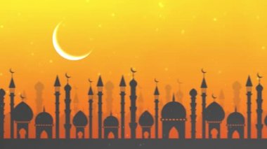 Bayram Mübarek, Kurban Bayramı ve Kurban Bayramı 'nın kutlu olsun. Kurban Bayramı Camii. Ramazan 'lı güzel 4k EidMübarek İslami tasarım konsepti. Dini Asyalı Müslüman festivali alfa kanalıyla kutlanıyor.