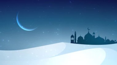 Bayram Mübarek, Kurban Bayramı ve Kurban Bayramı 'nın kutlu olsun. Kurban Bayramı Camii. Ramazan 'lı güzel 4k EidMübarek İslami tasarım konsepti. Dini Asyalı Müslüman festivali alfa kanalıyla kutlanıyor.