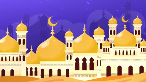 Eid Mubarak Eid Adha Eid Fitr Happy Holiday Eid Masjid — Vídeos de Stock