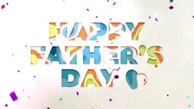 4k Mutlu Babalar Günü animasyonu. Parlayan ışıklar ve düşen konfetiler ve mutlu babalar günü dilekleri. Baba, baba, baba, baba. Baba, baba, baba, baba. Mutlu babalar günü bayrağı 