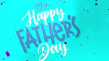 4k Mutlu Babalar Günü animasyonu. Parlayan ışıklar ve düşen konfetiler ve mutlu babalar günü dilekleri. Baba, baba, baba, baba. Baba, baba, baba, baba. Mutlu babalar günü bayrağı 